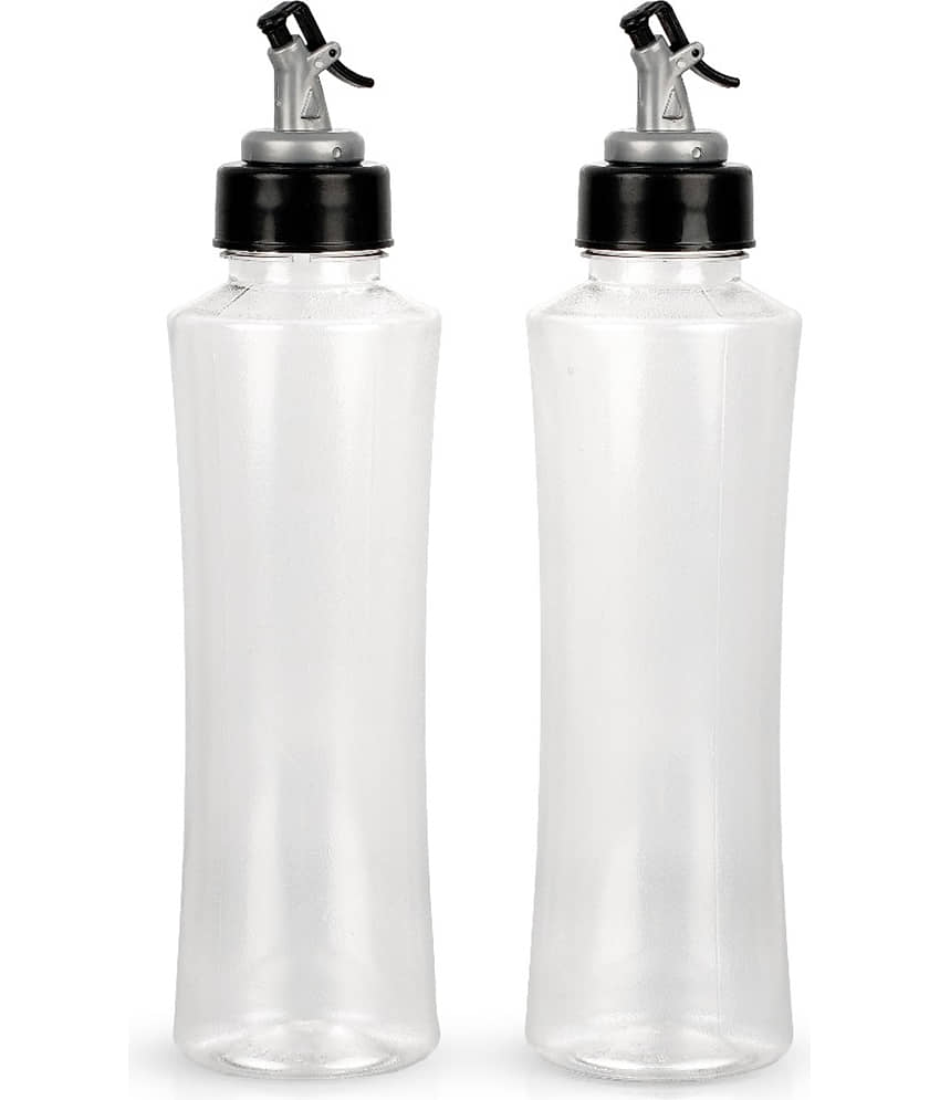 FIT4CHEF Oil Bottle 1000ml Polyproplene Transparent Oil Container ( Set of 2 )