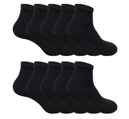 VOICI France Unisex Ankle Length Sports Socks for Wholeday Wearing Light weighted Black and White Solid Color Free Size - Black 10