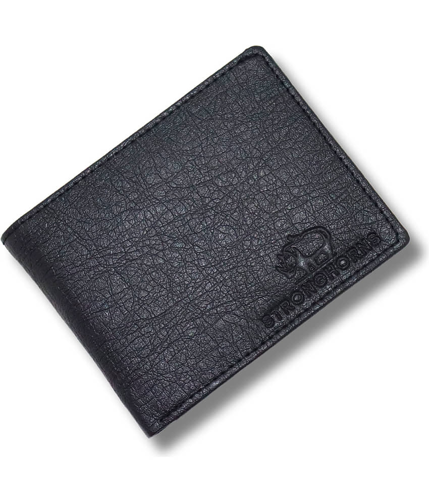 STRONG HORNS PU Engraved Men's Regular Wallet With 5 Slots For Card ( Black , Pack of 1 )