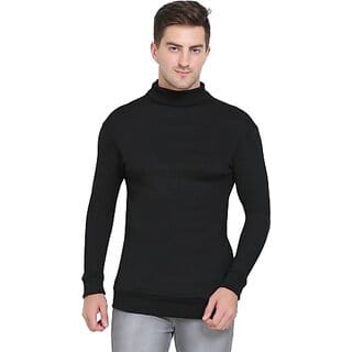 Fashlook Solid Full Sleeve Casual Black Sweaters For Mens