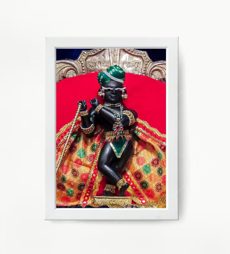 NOKKES Radha Raman Ji Vrindavan Radha Raman Thakur Ji White Photo Frames Religious Photo frame 5X7 Inch Photo Frame_QWW101