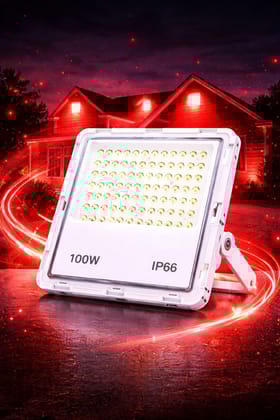 SPARKWORLD 100W Lens Model IP66 Waterproof Led Flood Light Outdoor Lamp With Flood Light Outdoor Lamp (Red)
