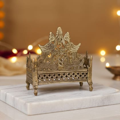 Premium Quality Brass Singhasan for God Idol | Puja & Temple Use, Height : 6.2 Inch (ZMAS110 D)