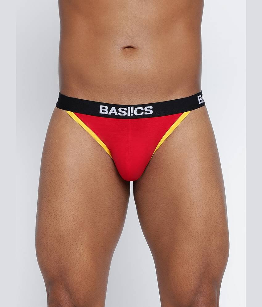 BASIICS By La Intimo Pack of 1 Cotton Blend Briefs For Men's ( Red )