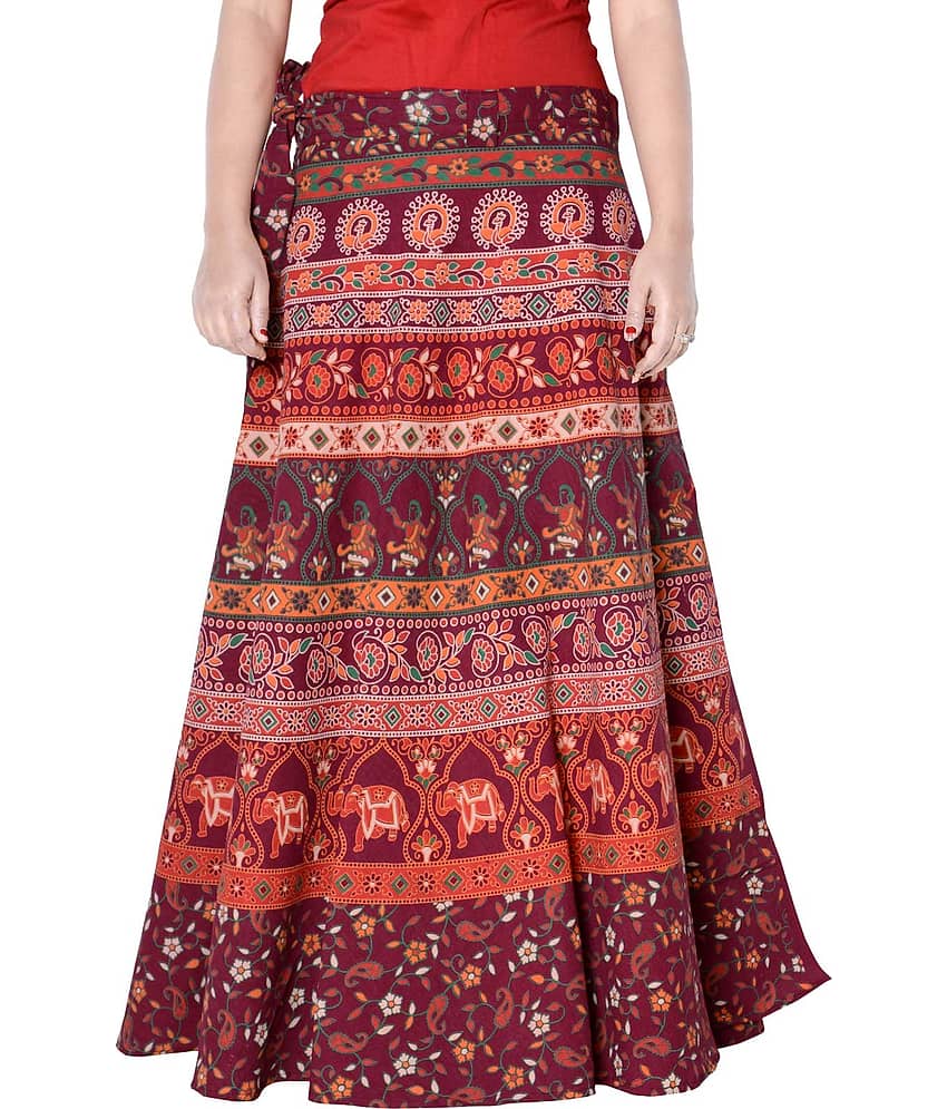 Sttoffa Cotton Wrap Skirt - Maroon