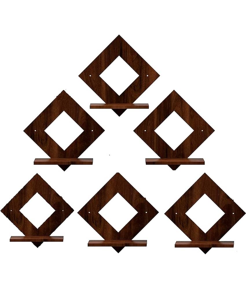 Pot Stand Set of 6 Pieces Decorative Wooden Wall Hanging Wooden Wall Shelf