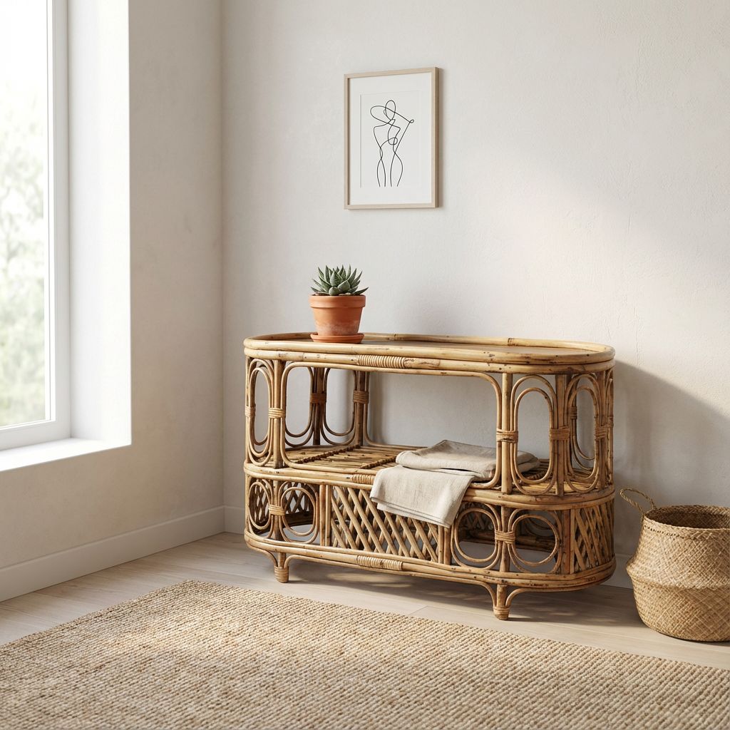Bamboo & Cane Coffee Table for Living Room