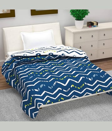 DIVINE CASA Single Polyester Blue Geometrical Dohar