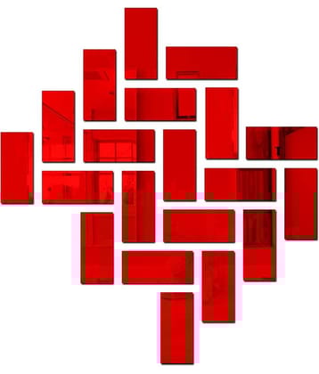 Asmi Collection Beautiful 20 Acrylic Red Mirror Decorative Wall Sticker ( 7 x 15 cms )