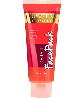 Jovees Herbal De-Tan Face Pack For Tan Removal, Skin Brighten For All Skin Types, 100gm (Pack of 1)