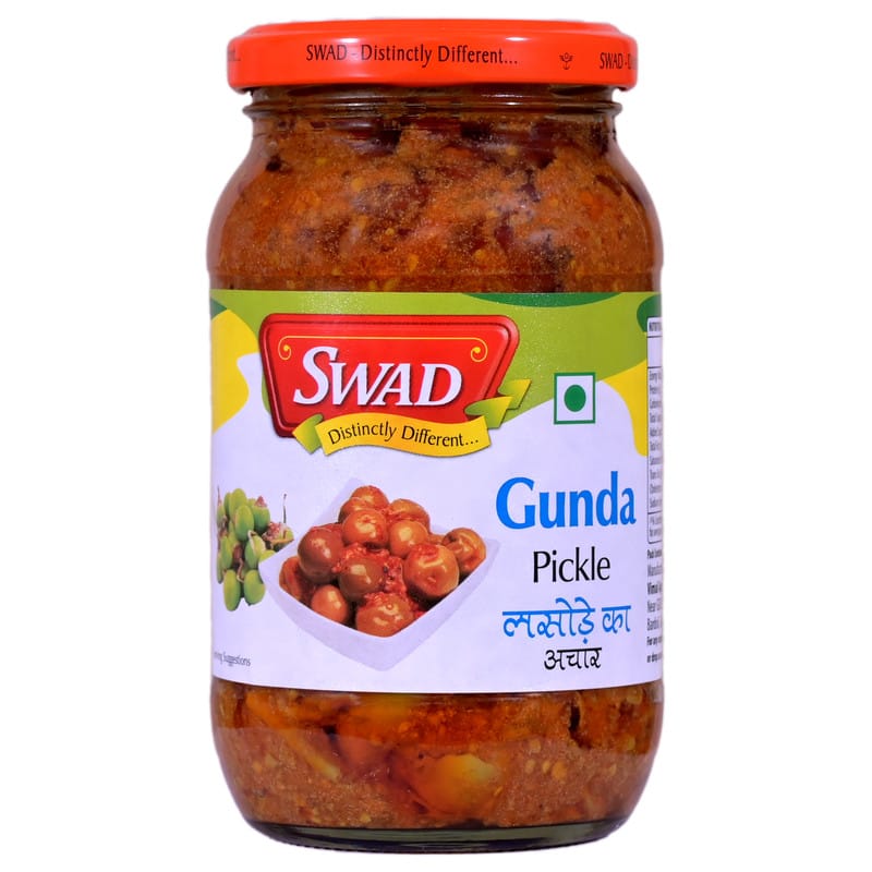 SWAD Traditional and Delicious Tenti Dela Pickles and Pickles and Chutney/Lesua Gunda Kerda Achar/Lasode Gunda Pickles and Pickles and Chutney Home Made Rajasthani lasoda Fruit Gujrati achar 400 gm (Pack of 3)