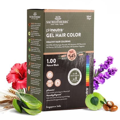 Sacred Herbs® Damage Free pH Neutral Gel Colour-Natural Black 1.00-Value Pack (Without Shampoo and Conditioner)
