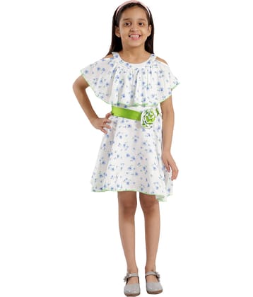 Kids Cave Rayon Pleated For Girls ( Pack of 1 , White )