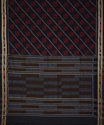 Serifed black maroon cotton handloom nuapatna saree Serifed black maroon cotton handloom nuapatna saree