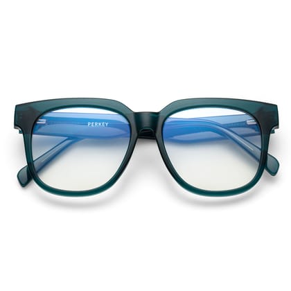 PERKEY Full Rim Square-Oversized Computer Glasses For Eye Protection Spectacles Frames Men Women - OPTL003-C4-Medium / Clear / Transparent Blue