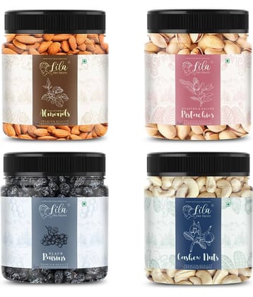 Lila Dry Fruits Cashew(100gm), Almond (100gm), Pistachios (100gm) & Black Raisin(100 gm)