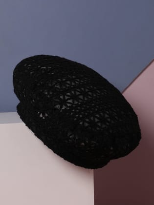 Self-Design Beret Hat - Black-Hat