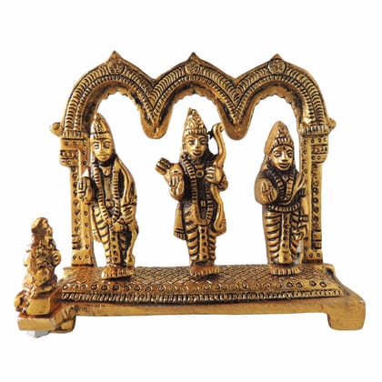 Aluminium Ram Darbar Decorative Showpiece | Lord Ram Parivar Idol for Mandir, Height : 4.6 Inch (ASMAS404 G)