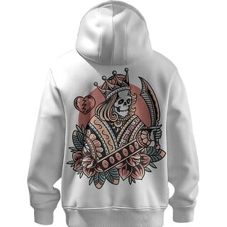 BULL CLOTHING Men's White Hoodie King Printed Design 60 Cotton 40 Poly 280 GSM Fleece
