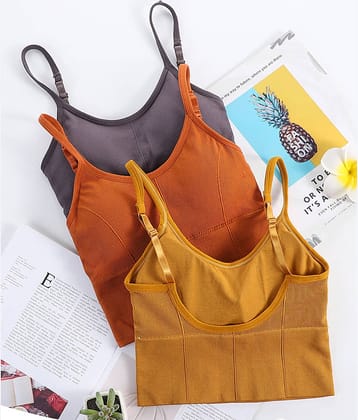 3Mads Pack of 3 Cotton Blend Heavily Padded Women's Cami bra ( Multicolor1 ) GBra013_BK_LPL_GR