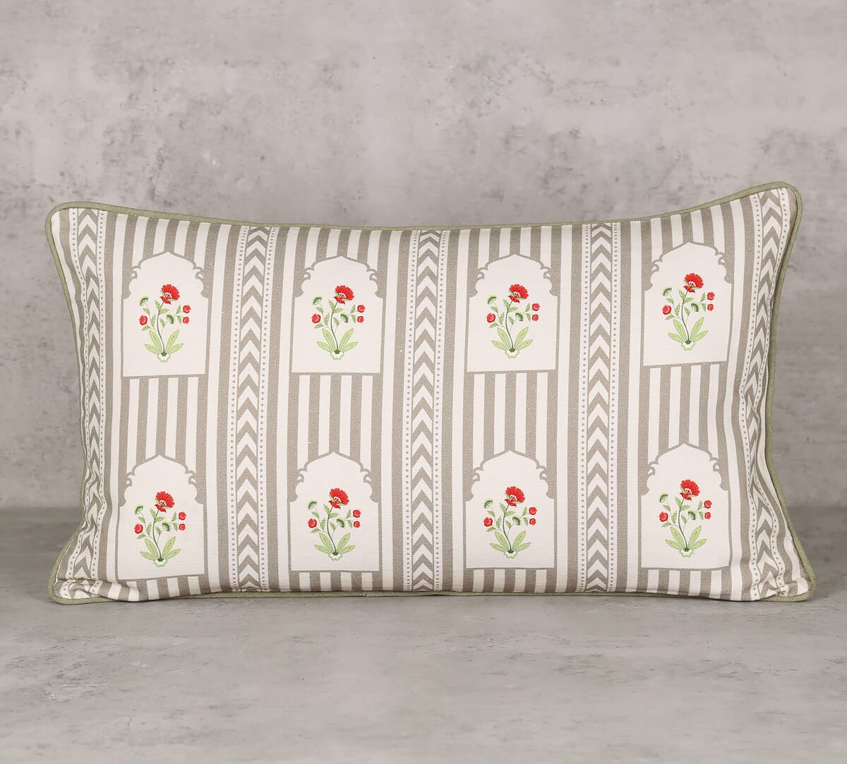 India Circus Grey Spell - Cotton Duck Cushion Cover- 12 X 20 Inch