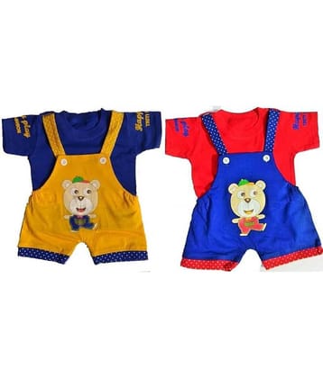 TRITI Pack of 2 Unisex for Baby Cotton Blend Dungaree Sets ( Multi )
