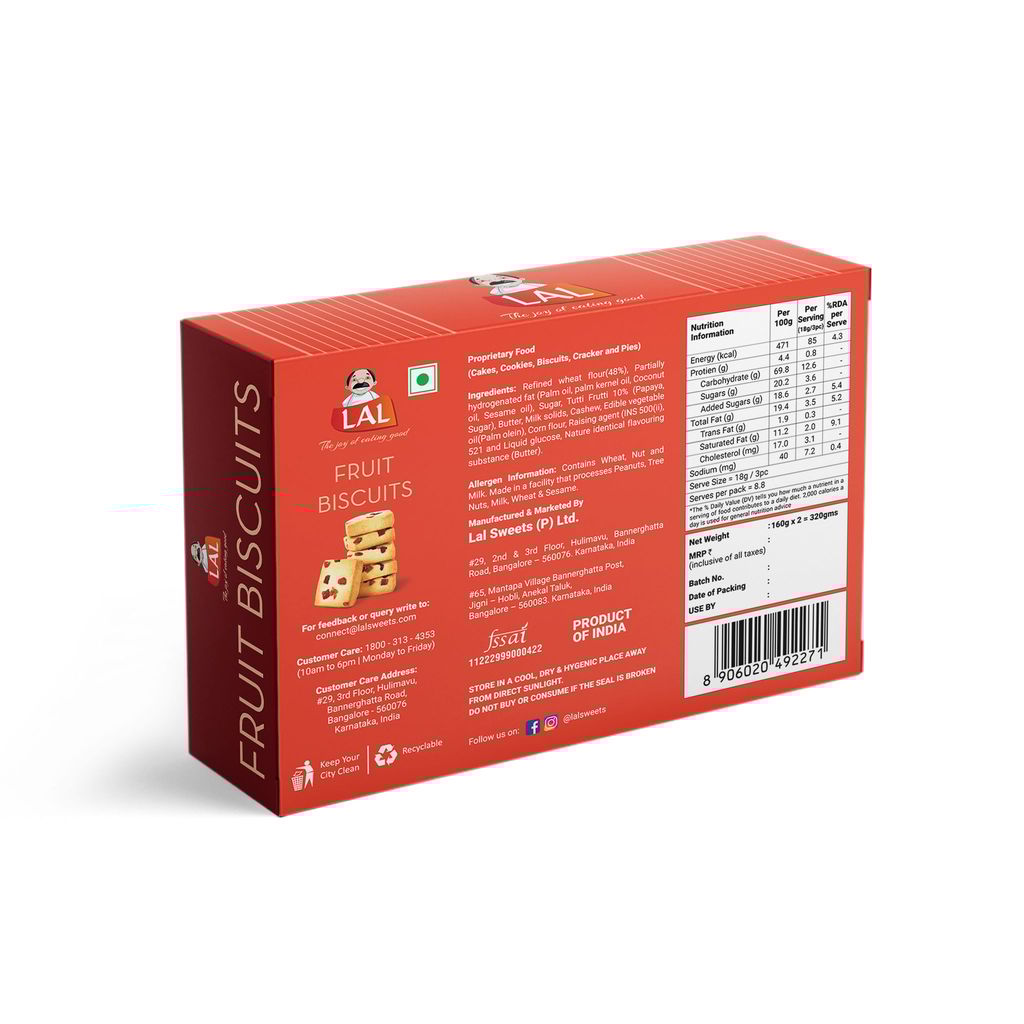 Lal Sweets Fruit Cookies 400g (Pack Of 1)