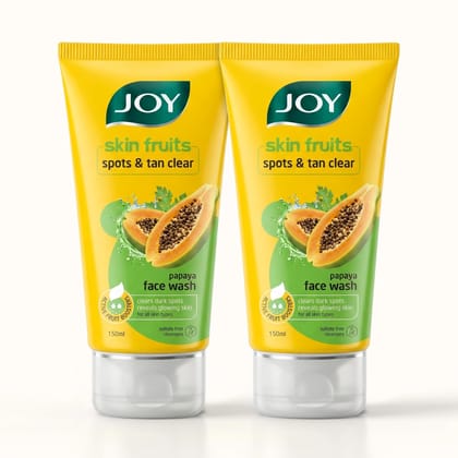 Joy Skin Fruits Spots & Tan Clear Face Wash 150ml x2 | Enriched with Papaya & Vitamin C + A | For Healthy Glowing skin | Suitable for All Skin Types Joy Skin Fruits Spots & Tan Clear Face Wash 150ml x2 | Enriched with Papaya & Vitamin C + A | For Healthy Joy Skin Fruits Spots & Tan Clear Face Wash 150ml x2 | Enriched with Papaya & Vitamin C + A | For Healthy Glowing skin | Suitable for All Skin Types Joy Skin Fruits Spots & Tan Clear Face Wash 150ml x2 | Enriched with Papaya & Vitamin C + A | For Healthy