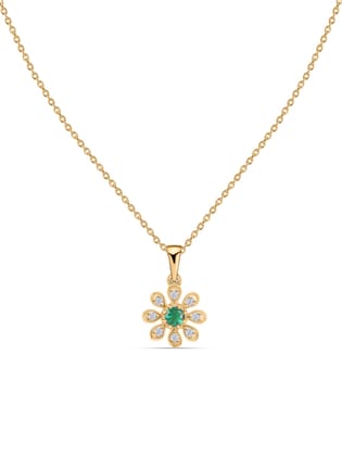 Emerald Flower Pendant For Women