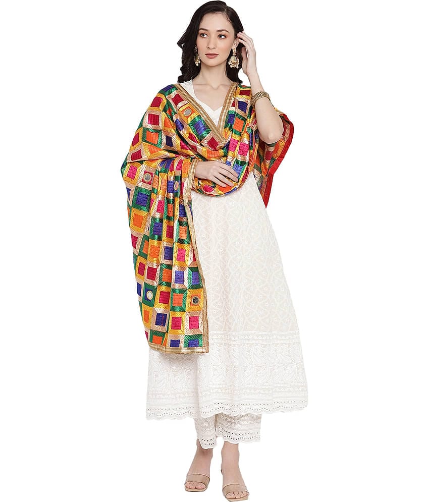 Sahej Suits & Phulkari Multicoloured Chiffon Dupatta - Single