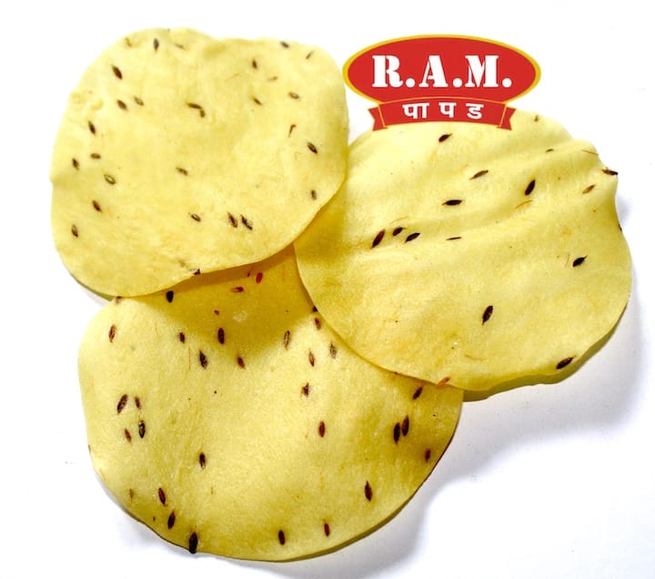 Ram Papad Jeera Papad (200g) | Classic Cumin Seed Flavored Digestive Rice Crackers Authentic Taste