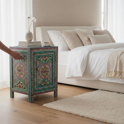 Wood Painted Bedside Cabinet