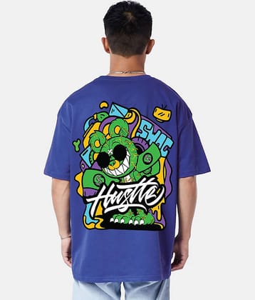 Veirdo Pack of 1 100% Cotton Oversized Fit Men's T-Shirt ( Blue )