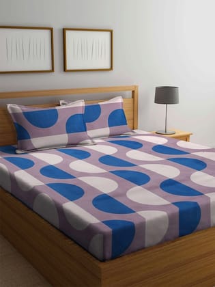 Blue & White 300 TC King Bedsheet With 2 Pillow Covers