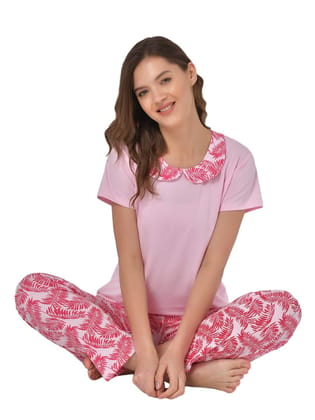 Klamotten Women's Baby Pink Allover Printed Top Pyjama Set N62Rb Klamotten Women's Baby Pink Allover Printed Top Pyjama Set N62Rb