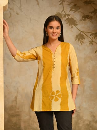 Yellow Flower Tunic-XS / Cream