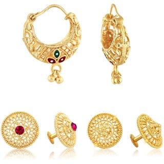 Allure Charming Alloy Gold Plated Stud and Chandbali Earring Combo set For Women and Girls Allure Charming Alloy Gold Plated Stud and Chandbali Earring Combo set For Women and Girls