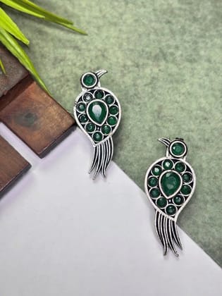 Mayurika Blush Green Bird Earrings Mayurika Blush Green Bird Earrings