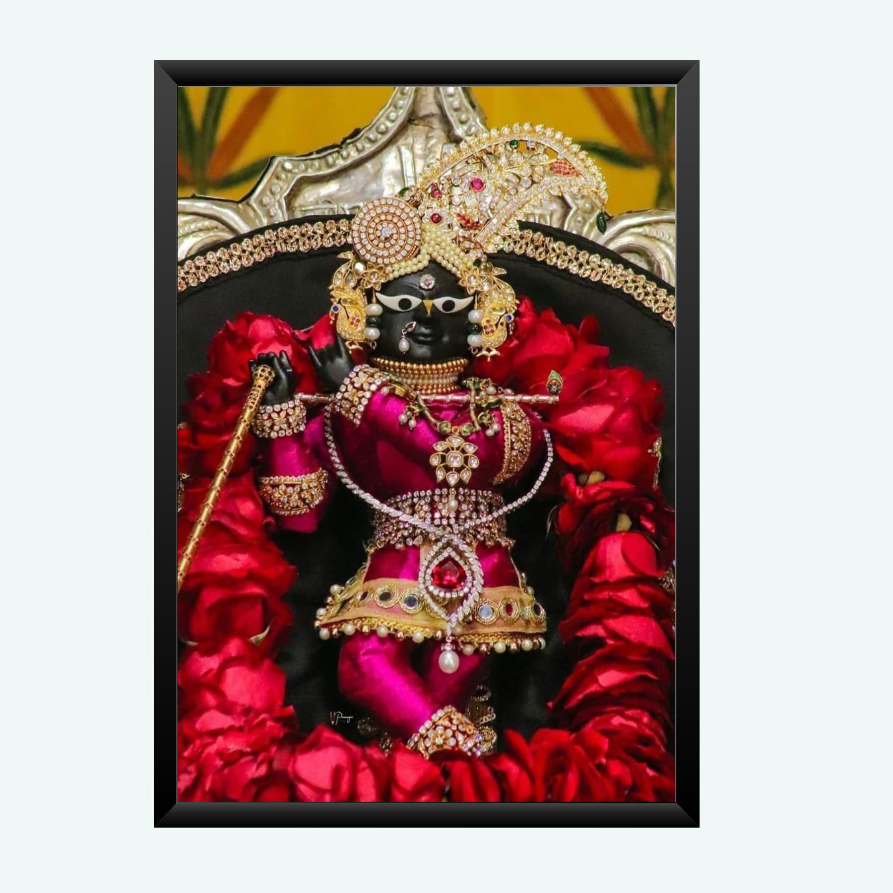 NOKKES Radha Raman ji Vrindavan Radha Raman Thakur Ji Photo Frames Religious Photo frame 5X7 Inch Photo Frame_QWW94