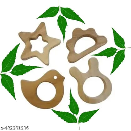 Neem Wood Teether Set(Pack. Of 4) Neem Wood Teether Set(Pack. Of 4)