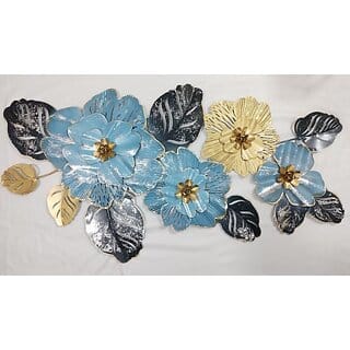 Am Home Decor Blue Floral Wall Art (24 inch X 48 inch, Multicolor)