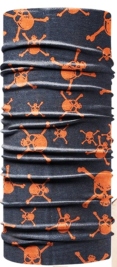 Voici France face mask Smuff Mutlipurpose Bandana Balaclava Headband Scrunchie Neckerchief HairBand Scarf Headwrap Pirate Wrap Beanie Caps Black color Opt-4 - Black Orange