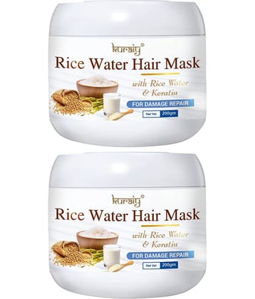 KURAIY Rice Water Hair Mask With Rice Water & Keratin For Damage Repair 200g Pack Of 2