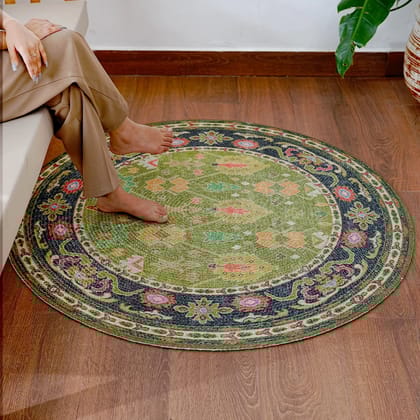 Emerald Groove Medallion Rug-3 ft.