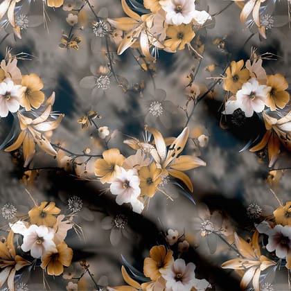 Moonlit Petals Print Fabric-Cotton