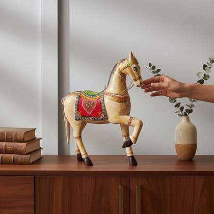 Wooden Fine-Art Painted Horse Decor Statue-Table Decor