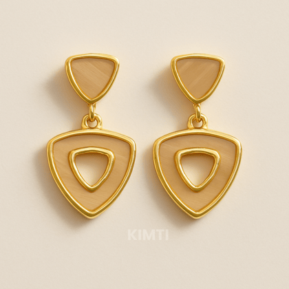 Rhombus Dangle Gold Earrings