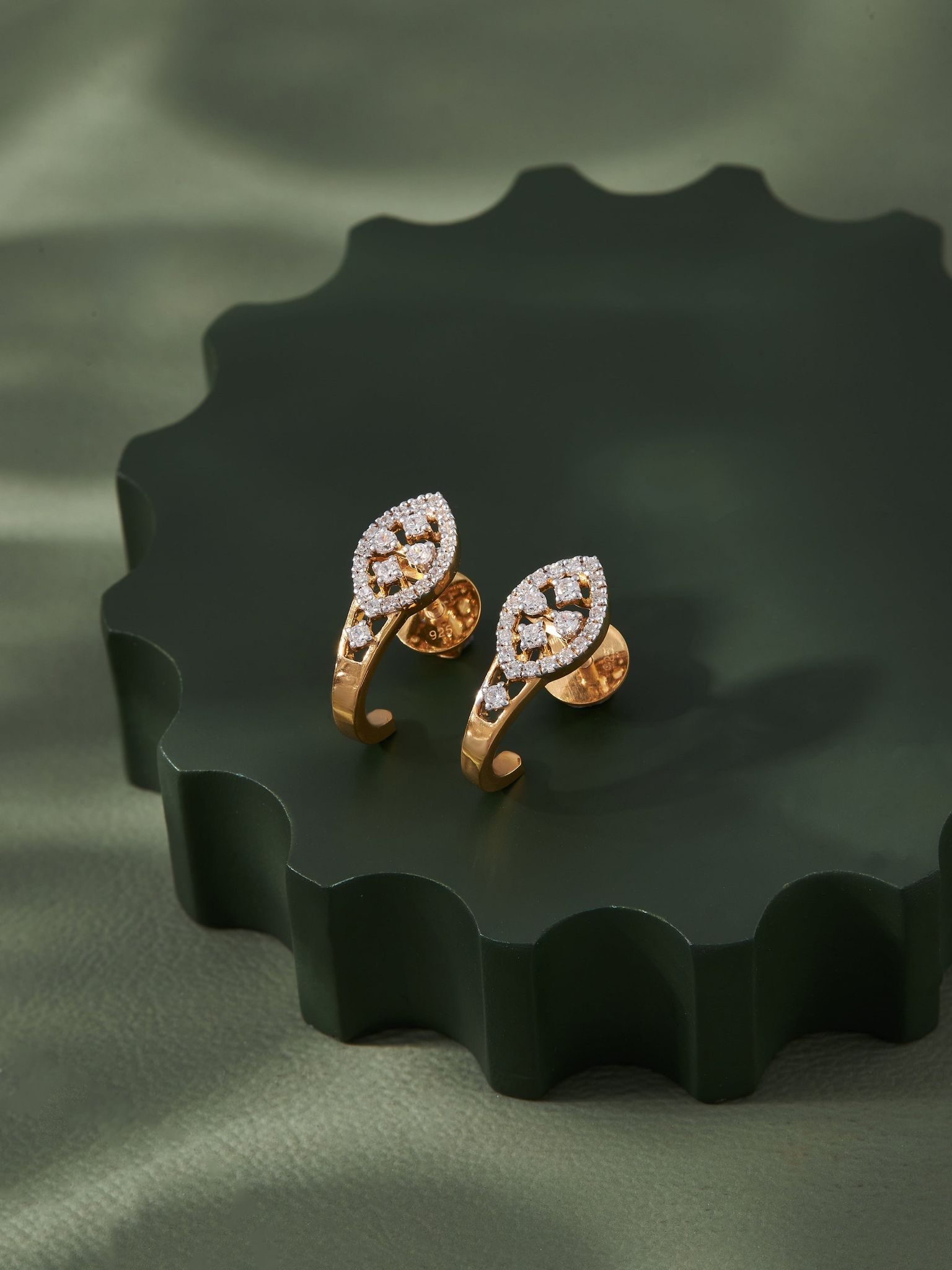 Kiraz Silver Moissanite Hoop Earrings | 22KT Gold Vermeil-Yellow Gold