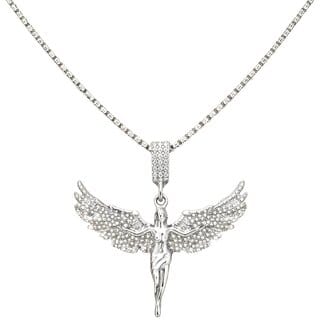 KIMTI Men Necklace (Angel Wing Pendant Necklace, Silver)