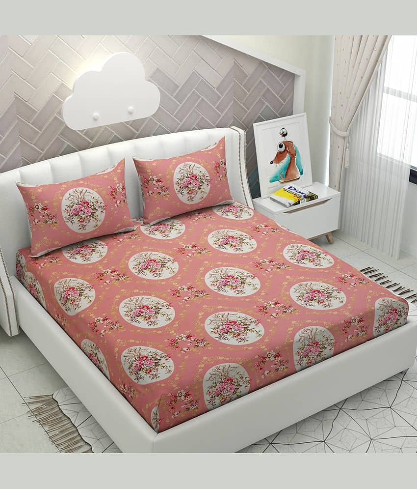 Apala Microfiber 1 Double King Bedsheet with 2 Pillow Covers ( Pink )